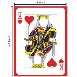 Red Heart K King Banner Backdrop Background Sword Playing Cards Theme Decor for Las Vegas Good Luck Party De Casino Night Carnival 1st Birthday Party Photo Booth Props Favors Supplies Decorations