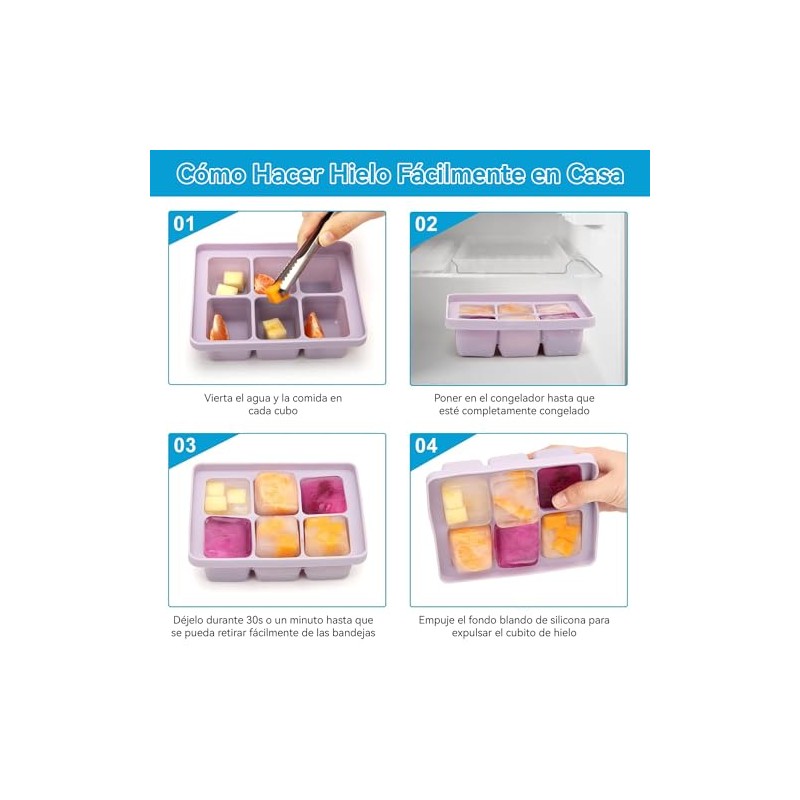 3 Piezas Bandejas Para Cubitos de Hielo,Cubitos Cuadrados de 3