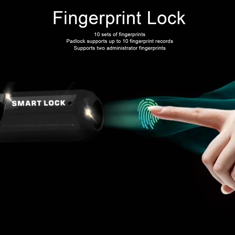 Fingerprint Lock AntiTheft Security USB Rechargeable Thumbprint Padlock for Luggage