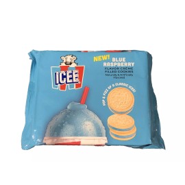 BEST BY 03/08/2024 ICEE BLUE RASPBERRY FLAVOR CREME FILLED COOKIES 13 OZ LIMITED