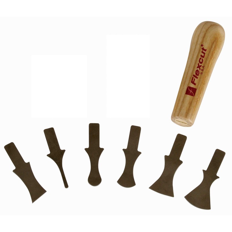 FLEXCUT Wood Carving Tools Set of 6 Interchangeable Scraper Bits