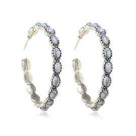 Boho Turquoise Oval Drop Dangle Earrings for Women Teen Girls Beaded Western Flower Teardrop Earrings Vintage Ethnic Alloy Pendant Jewelry Gift, Zinc, Turquoise