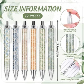 FYSUIMU 24Pcs William Morris Floral Ballpoint Pens and Notepads Set Retractable Wedding Flower Pens with Notebooks Bridal Shower Gifts Set for Students Teacher School Classroom Office Supplies