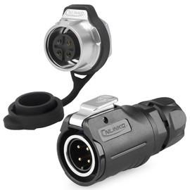 CNLINKO LP-16 4 Pin Circular Connector Single Hole Kit - IP68 Waterproof Male and Female Aviation Plug with PBT Plastic Housing, M16 Quick Plug (4 Pin)