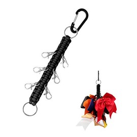 Hooshing Cheer Bows Holder, Handmade Carabiner Paracord Keychain for Teen Girls Cheerleading Sports, Black