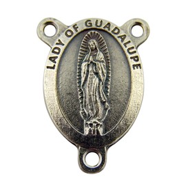Lumen Mundi L&M Silver Toned Base Catholic Patron Saint Pray for Us Rosary Centerpiece, 1 Inch (Our Lady of Guadalupe) …