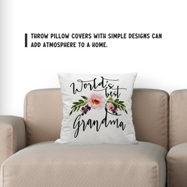 Sufamb Grandma Gifts Pillow Covers 18x18 - Best Grandma Gifts from Grandchildren, Linen Decorative Grandma Pillow Cases for Grammy, Nana