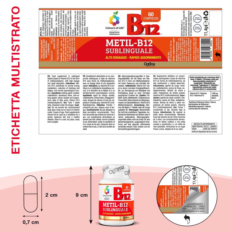 Metil-B12 Sublinguale - Vitamina B12 in forma di metilcobalamina, alto