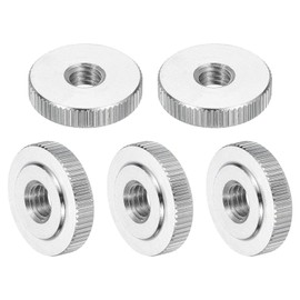 sourcing map 5Pcs M8 Knurled Thumb Nuts, 304 Stainless Steel Round Knurled Flat Head Through Hole Handle Nut, Lock Adjusting Nuts, Thin Type, Silver