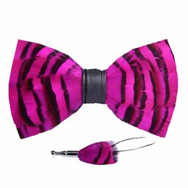 canjoyn Pre-tied Peacock Bowtie Brooch Set Feather Bow Tie Necktie with GIFT BOX for Any Special Occasion