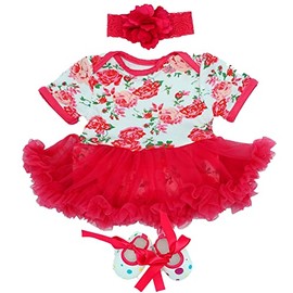 MAIHAO Red Tutu Skirt Reborn Baby Dolls Clothes 22 inch Outfit Accessories for 20-22 Inch Newborn Baby Doll Girls【Red 4pcs Set 】