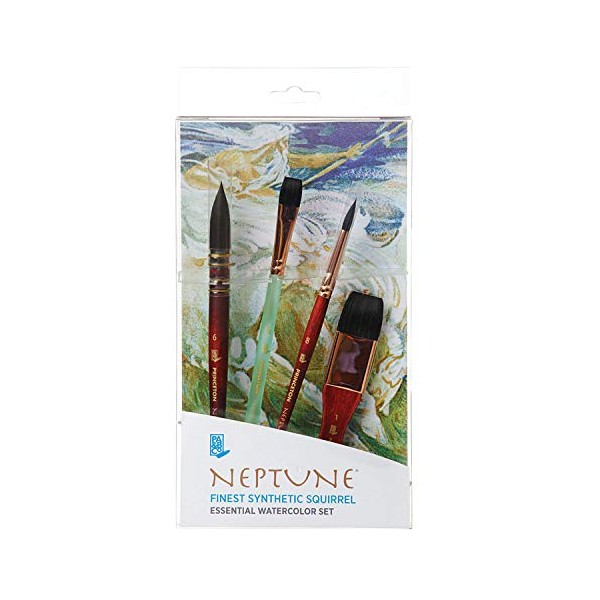 Princeton Artist Brush, Neptune Series 4750, 4-Piece Synthetic Squirrel Watercolor