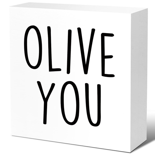 LVQHI Funny Olive You KitchenDecor Wood Block Signs, Farmhouse Kitchen
