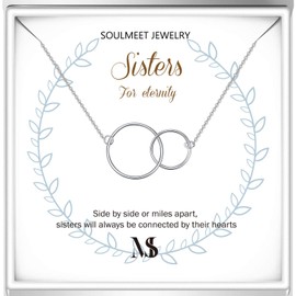 SOULMEET Sisters Necklace Gifts From Sister, Sterling Silver Sister Necklace, Christmas Mother's Day Birthday Jewelry for Sister