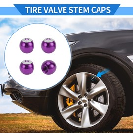 VekAuto 4 Pcs Tire Valve Stem Caps, 17x17.8MM Car Wheel Valve Cap Universal for Car Bike Motorcycle Anti Crash Aluminum Alloy Purple Tyre Valve Stem Cover Valve Dust Cap Tire Valve Cap