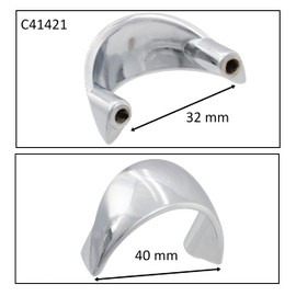 AERZETIX - C41421-Set of 10 Furniture Handles Axle Distance 32 mm - Cupboard Drawer Furniture Decoration Kitchen Living Room Assembly - Metal - Chrome-Plated