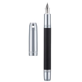 Jinhao 92 Pluma estilográfica negra plateada, punta media, metal sólido con convertidor de caligrafía suave                                           