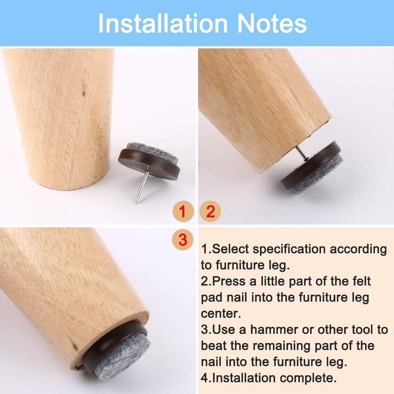 sourcing map Nail On Furniture Felt Pads Glide Chair Table
