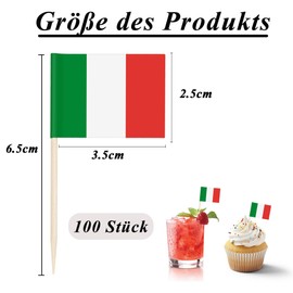 NISENTIA Decorazioni italiane per stuzzicadenti, 100 pezzi, decorazione italiana, serata italiana, bandiera italiana, decorazione torta toothpick fag per torte calcio EM Eurovision Mondiali bar pub