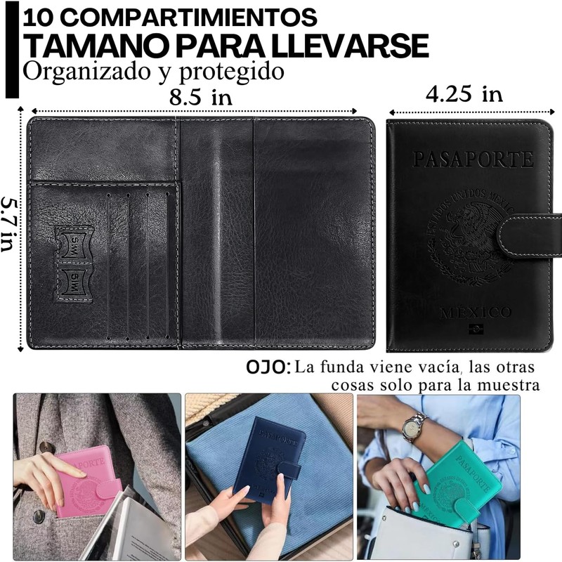 Porta Pasaporte y Visa Mexicano on Cierre Magnético Funda Pasaporte