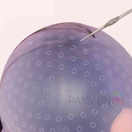 Funny Self-Highlighting Hair Cap for Bleaching and Dyeing Highlighting Hair Cap + Crochet Hook 2ea