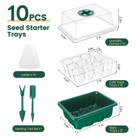 EamPrsk 3rd Gen Seed Starter Tray, 10 Packs Seed Starter Kit (120 Total Cells), Upgraded Thick Seedling Tray with Adjustable Humidity Dome, Plant Germination Trays for Seeds Starting Growing
