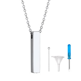 GOLDCHIC JEWELRY Rectangle Bar Urn Necklaces For Ashes For Women, Stainless Steel Ash Charm Cremation Pendant Necklace Waterproof Memorial Keepsake for Grandma Mother