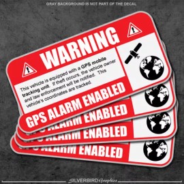 Silverbird Graphics GPS tracking sticker decal vehicle anti theft security window alarm warning 4pk