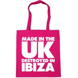Hippowarehouse Made in the UK Destroyed in Ibiza Tote Shopping Gym Beach Bag 42cm x38cm, 10 litres