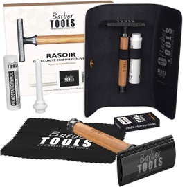 Safety Razor + 5 Double Blades + Polishing Cloth + Storage Bag ✮ BARBER TOOLS ✮