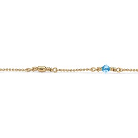 PalmBeach Yellow Gold-Plated Sterling Silver Round Simulated Birthstone Ankle Bracelet(2mm), 11 inches Month 3