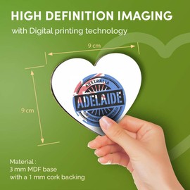 Destination Vinyl ltd Great Coasters (Set of 4) Heart - Adelaide Australia Australian Flag Drink Glossy Coasters/Tabletop Protection for Any Table Type #6116