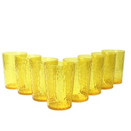 Yanglonghui 24-Ounce Plastic Tumblers (Set of 8), Reusable Plastic Mugs, BPA-Free Acrylic to Drink Mugs, Shatter Resistant, Textured Interior, Dishwasher Safe (Yellow, 15 Ounce)