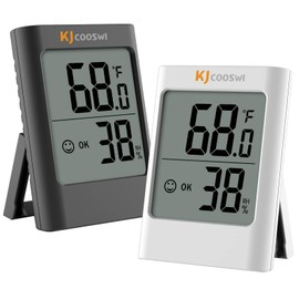 Humidity Gauge, 2 Pack Indoor Thermometer for Home Digital Hygrometer Room Thermometer and Humidity Gauge with Temperature Humidity Monitor AAA Battery Powered(Color: Black and White)