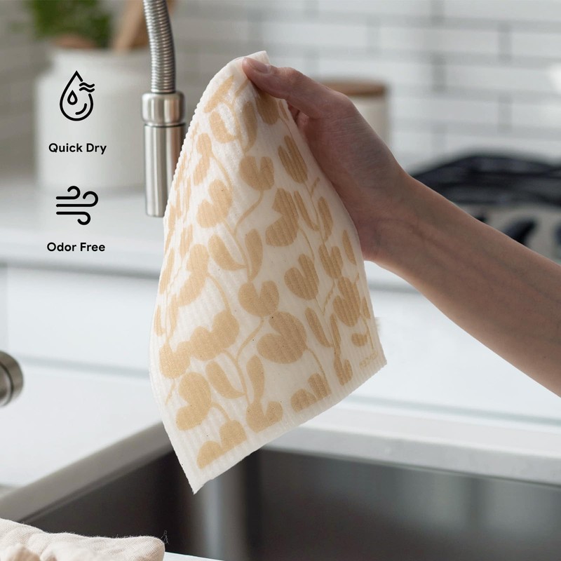 RECYCO Swedish Dishcloths for Kitchen | 6 Pack Wave Washable