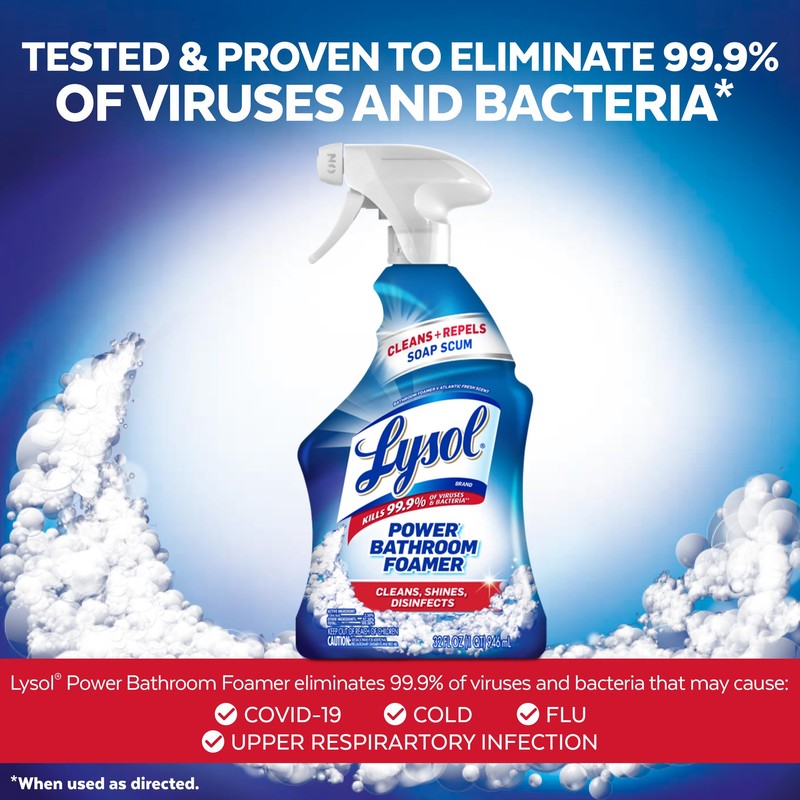 Lysol Power Foaming Cleaning Spray for Bathrooms, Foam Cleaner for