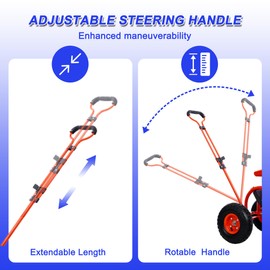 Benicabaly Garden Cart Rolling Scooter for Effortless Relaxation, Adjustable Height, 360-Degree Seat and Storage Solutions, for Gardening Activities, Red