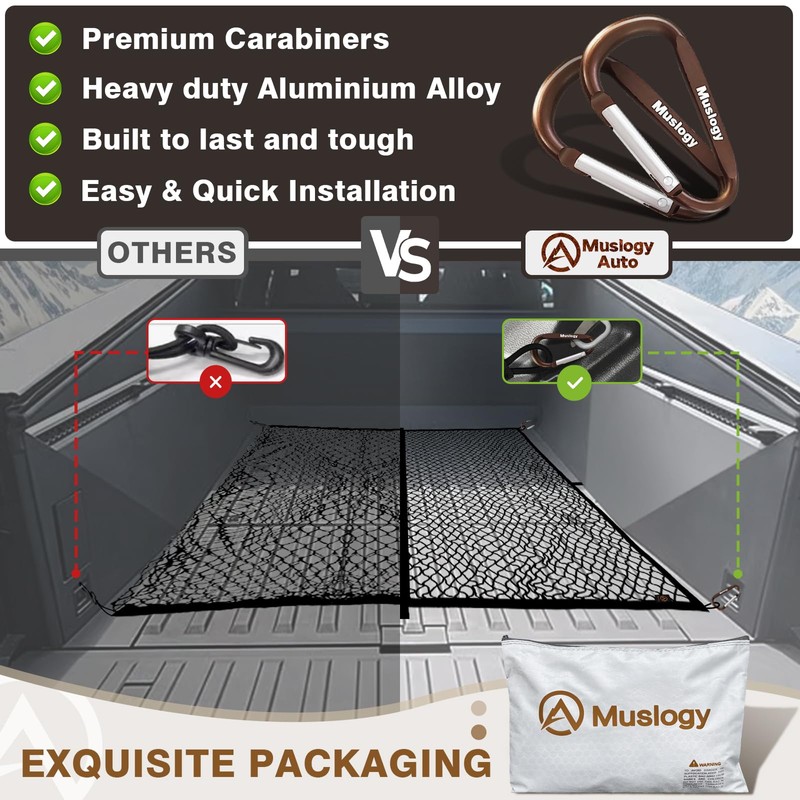 Muslogy Truck Bed Cargo Net Compatible with Pickup Truck Bed