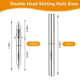 Keoferlo Double Headed Nails 300 Pack No Mark Invisible Ended Sided Seamless Traceless Nails No Show for Baseboards Trim Skirting