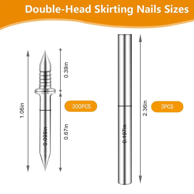 Keoferlo Double Headed Nails 300 Pack No Mark Invisible Ended
