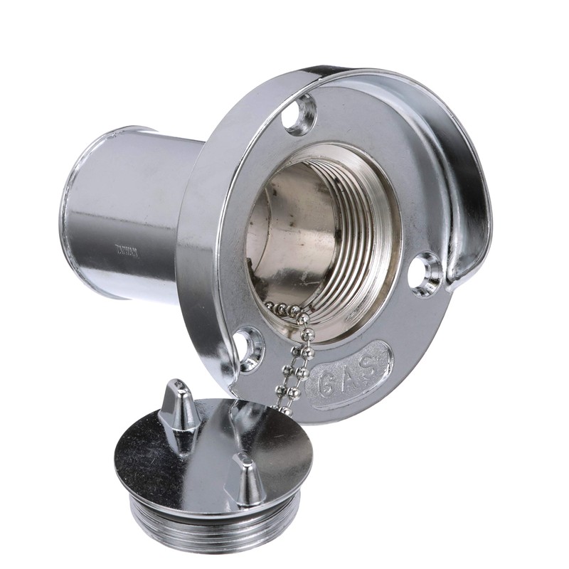 Seachoice Deck Mount Gas Fill Plate w/Cap, Chrome-Plated Zinc, Includes