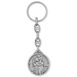 Durable Catholic Key Chain with Saint Medal Fob (Saint Christopher / Miraculous Medal)