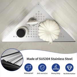 Bernkot Corner Shower Shelf 254mm 304 Stainless Steel Recessed Corner Shelf Bathroom Shower Shelf for Tiled Wall No Drilling Color Stainless Steel