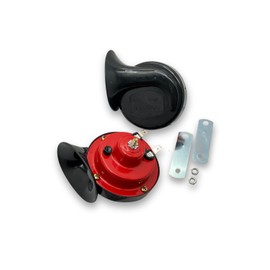 UMikke Bike Horn, Car 12V, Bakuon European Sound, Treble/Bass, Pair, 510Hz, 410Hz, 115db, Loud Sound, Quick Sound, Klaxon, Red