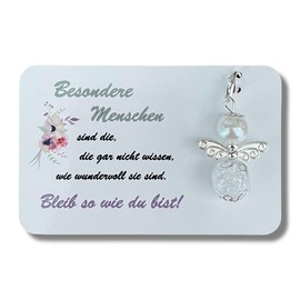 Schutzengel Schlüsselanhänger Besondere Menschen Geschenk Gastgeschenk Oma Mama Freundin Karte Perlenengel Danke Engel (Engel weiß)