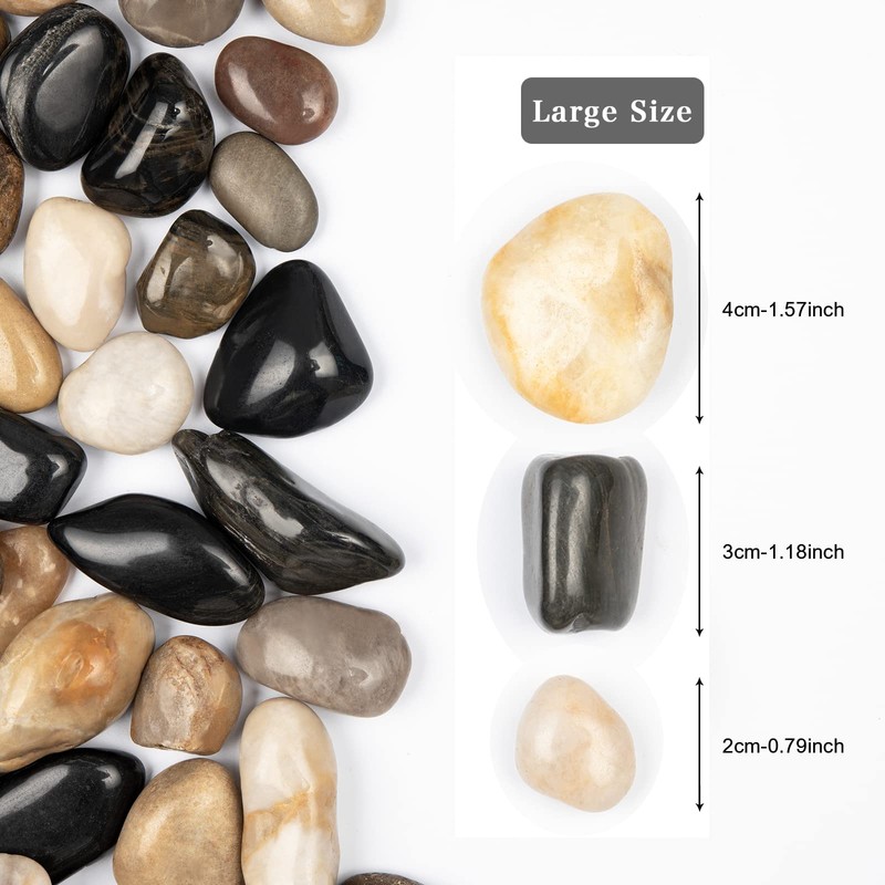 Ausluru 11lbs Mix Natural River Rocks, High-Polished Pebbles for Plants