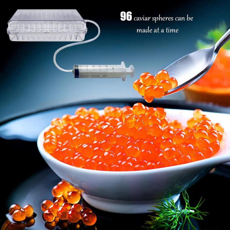 New Molecular Gastronomy Caviar Maker Kit with Caviar Spoon, 96-Hole