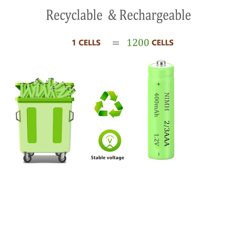 1.2v 2/3 AAA 400mah NiMH Rechargeable Batteries with Button Top