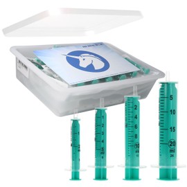Horn Medical Syringes Set without Needles - High-Quality Disposable Syringes Individually Sterile Packed in Practical Horn Box (25 x 2 ml, 25 x 5 ml, 10 x 10 ml, 10 x 20 ml)