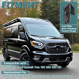 KUAFU Fuel Filler Door Housing Pocket Hinge w/o Cover Compatible with 2015-2023 Ford Transit Van 150 250 350 HD Replacement for CK4Z-5427936-A CK4Z-5427936-F Gas Tank Filler Pipe Assembly Kit